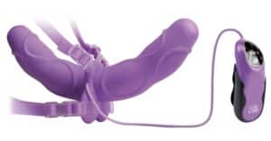 Fetish Fantasy Elite Umschnallvibrator „Vibrating Double Delight Strap-on“ inklusive Augenmaske