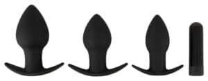 Black Velvets 4-teiliges „Butt plug set“ mit 3 Analplugs + 1 Vibrobullet