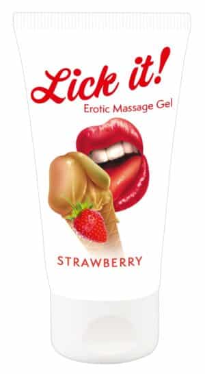 Lick it! Gel “Erotic Massage Gel Strawberry“ mit Erdbeer-Aroma