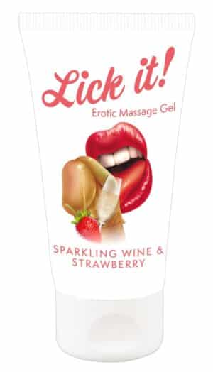 Lick it! Gel “Erotic Massage Gel Sparkling Wine and Strawberry“ mit Erdbeer-/Sekt-Aroma