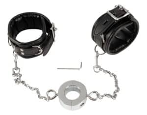 fetish collection Handfesseln „Hand Cuffs & Cock Ring" plus Penisring an Karabinerketten