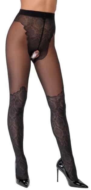 Cottelli LEGWEAR Strumpfhose ouvert im Overknee-Look