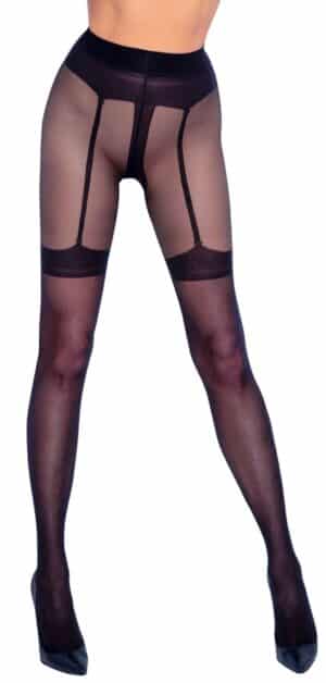 Cottelli LEGWEAR Strumpfhose ouvert in Strapsgurt-Optik aus feinem Netzmaterial